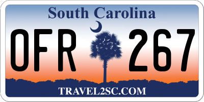 SC license plate OFR267