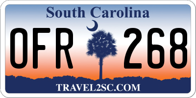 SC license plate OFR268