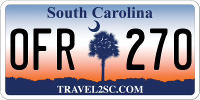 SC license plate OFR270