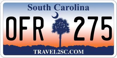 SC license plate OFR275