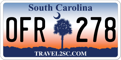 SC license plate OFR278