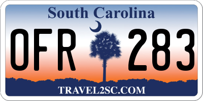 SC license plate OFR283