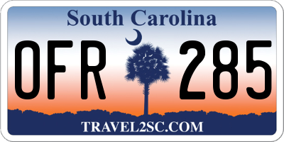 SC license plate OFR285