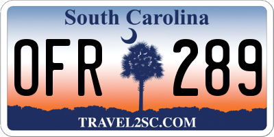 SC license plate OFR289