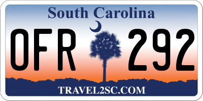 SC license plate OFR292