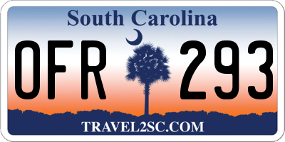 SC license plate OFR293