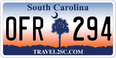 SC license plate OFR294
