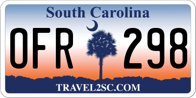 SC license plate OFR298