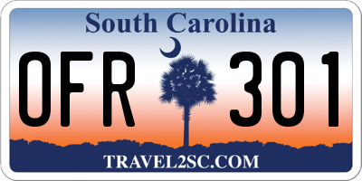 SC license plate OFR301