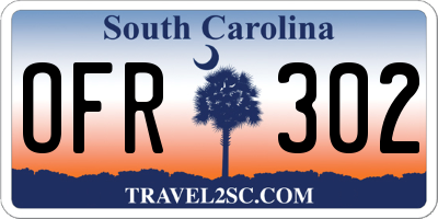 SC license plate OFR302