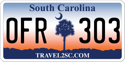 SC license plate OFR303