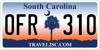 SC license plate OFR310