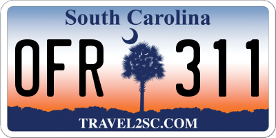 SC license plate OFR311