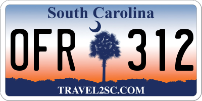 SC license plate OFR312