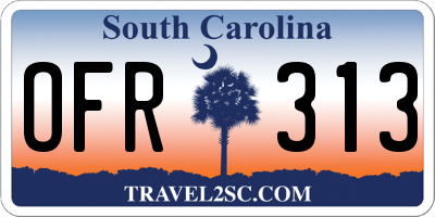 SC license plate OFR313