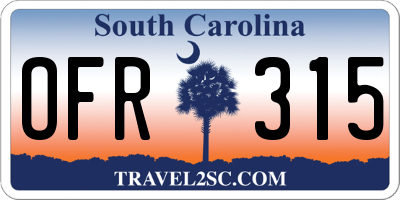 SC license plate OFR315
