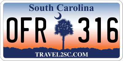 SC license plate OFR316