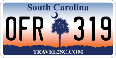 SC license plate OFR319