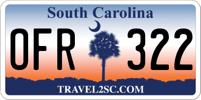 SC license plate OFR322