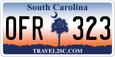 SC license plate OFR323