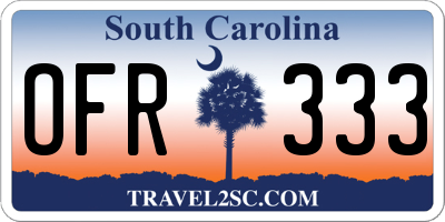 SC license plate OFR333
