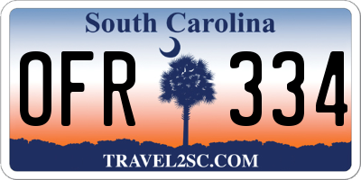 SC license plate OFR334
