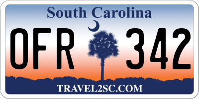 SC license plate OFR342