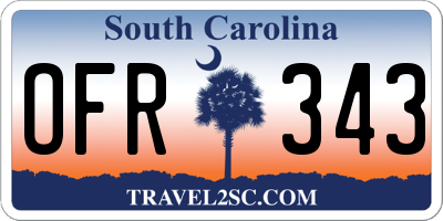 SC license plate OFR343