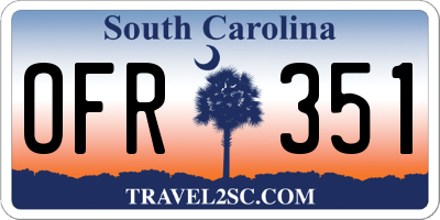 SC license plate OFR351