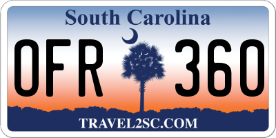SC license plate OFR360
