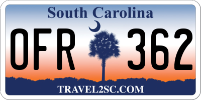SC license plate OFR362