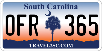 SC license plate OFR365