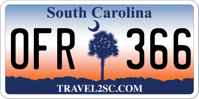 SC license plate OFR366
