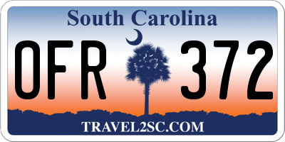 SC license plate OFR372