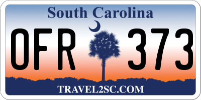 SC license plate OFR373