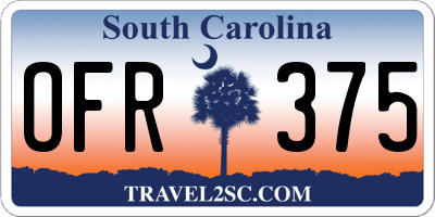 SC license plate OFR375