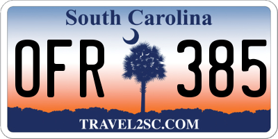SC license plate OFR385