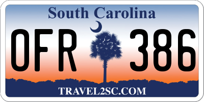 SC license plate OFR386