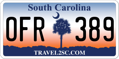 SC license plate OFR389