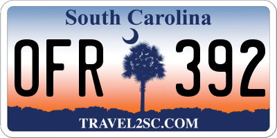 SC license plate OFR392