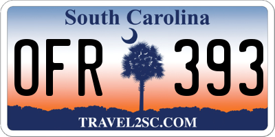 SC license plate OFR393