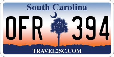SC license plate OFR394