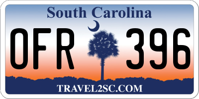 SC license plate OFR396