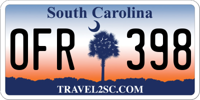 SC license plate OFR398