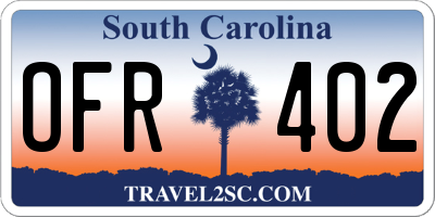 SC license plate OFR402