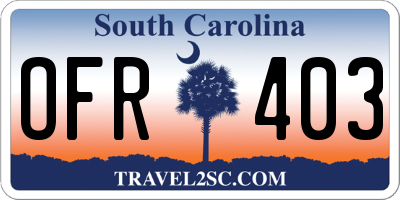 SC license plate OFR403