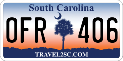 SC license plate OFR406