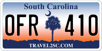 SC license plate OFR410