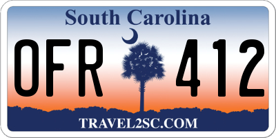 SC license plate OFR412