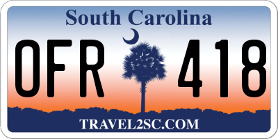 SC license plate OFR418
